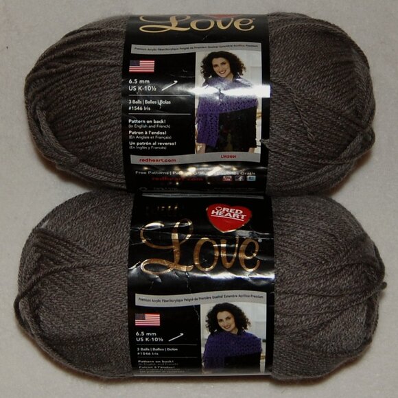 Same Dye Lot of 2, Red Heart with Love Yarn, Pewter Gray - Picture 2 of 4